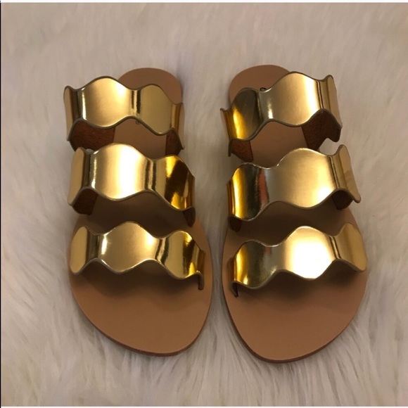 Athena Metallic Gold Slip On Sandals 6 - Picture 5 of 8